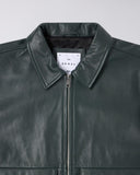 Faux Leather Boxy Jacket - Dark Green