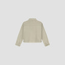 Washed Denim Cropped Jacket - Light Olive