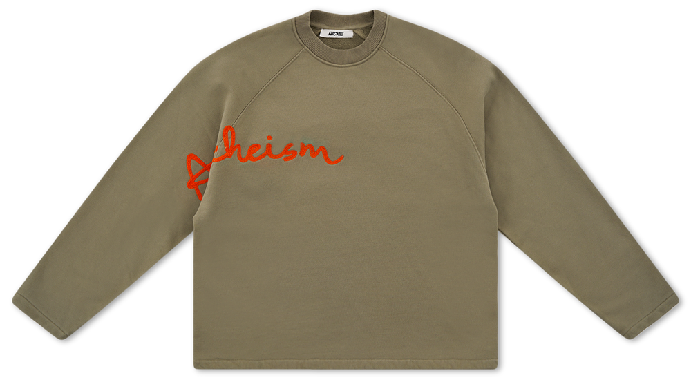 Embroidered Logo Crewneck Sweatshirt - Khaki
