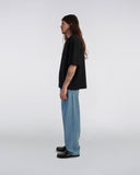 Ribbed Knit Polo Shirt - Black