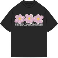 Graphic Blossom Print T-Shirt - Black