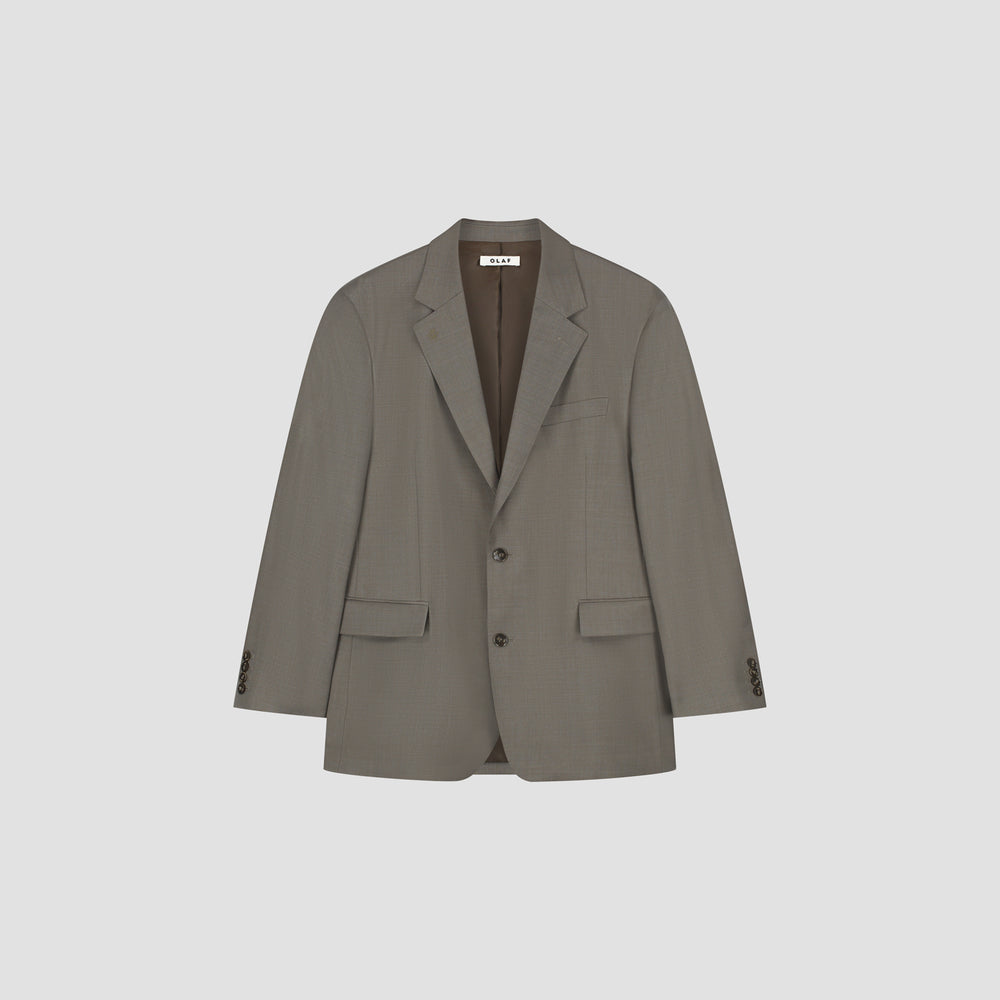Two Button Notch Lapel Blazer - Khaki