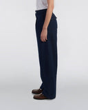 Pleated Denim Tapered Trousers - Dark Blue