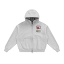 Zip Up Applique Hoodie - Grey