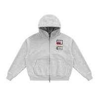 Zip Up Applique Hoodie - Grey